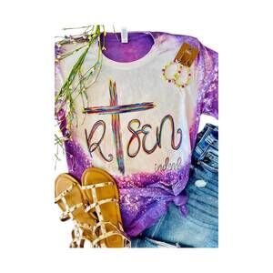 NEW WHITE LABEL women's risen cross tee in lavender/white